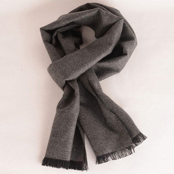 

Fringed Edge Fleece Scarf, Gray