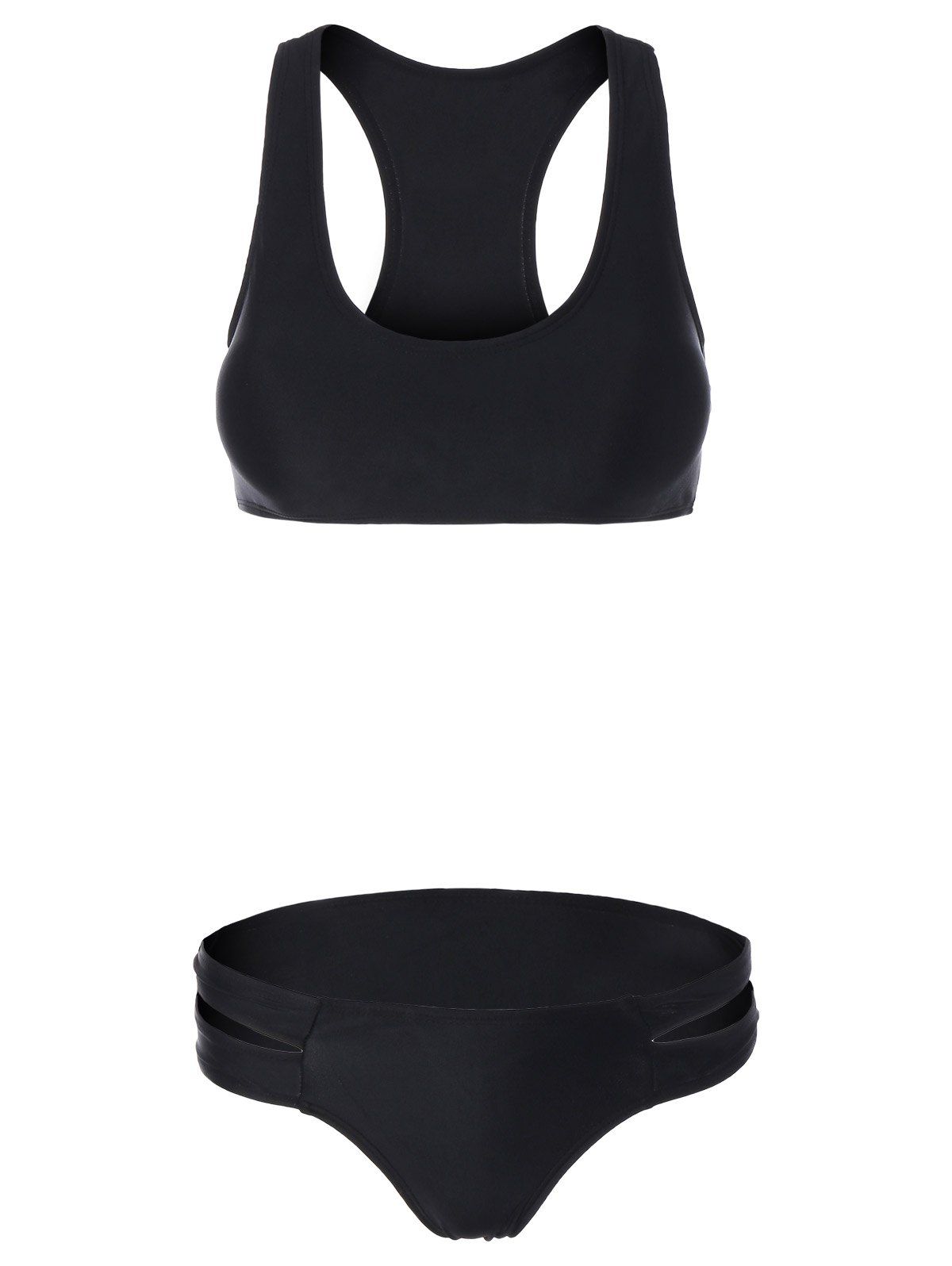 

Concise Cut Out Racer Bikini, Black
