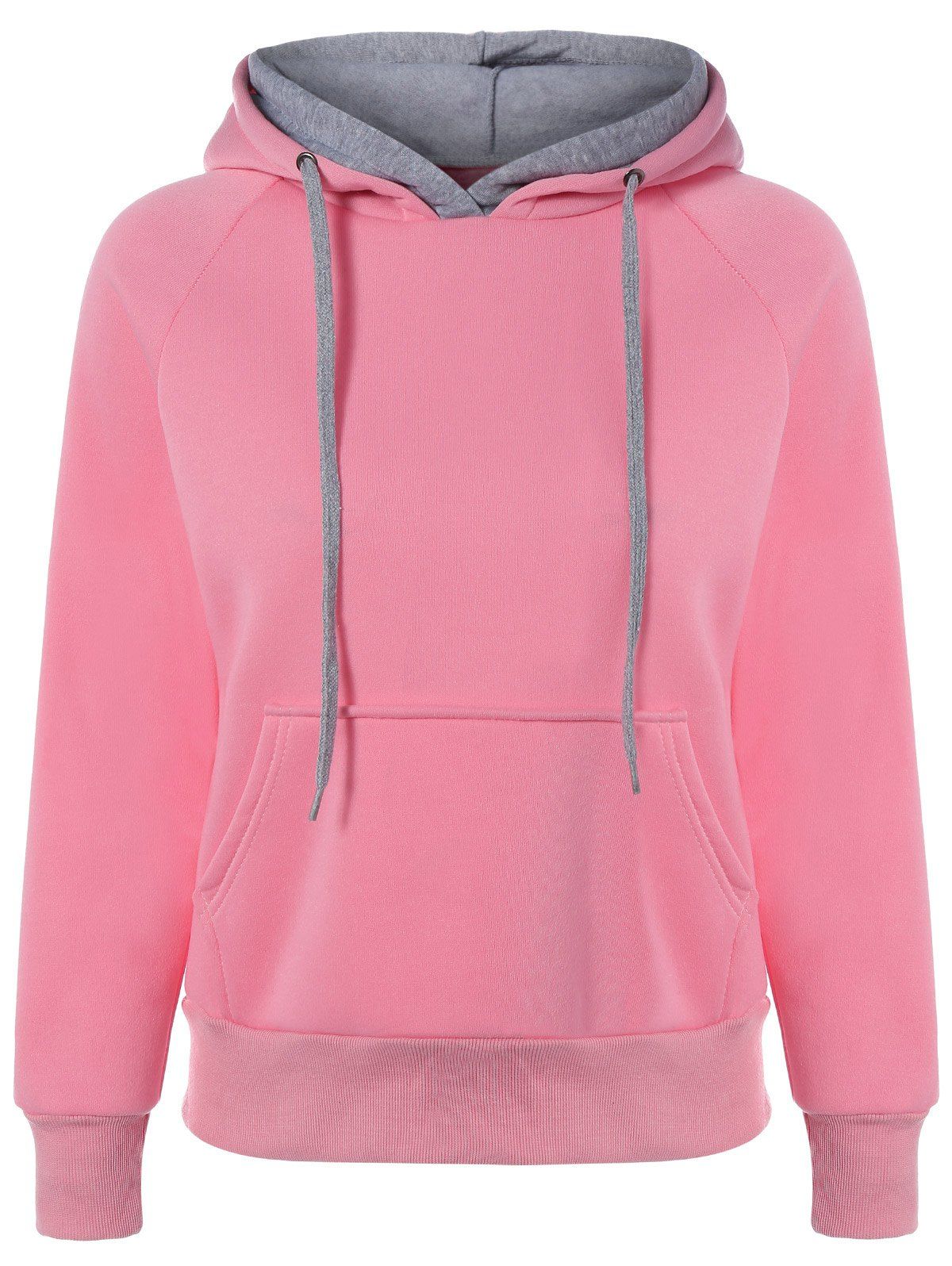 

Preppy Two-Layer Hat Deign Hoodie, Pink