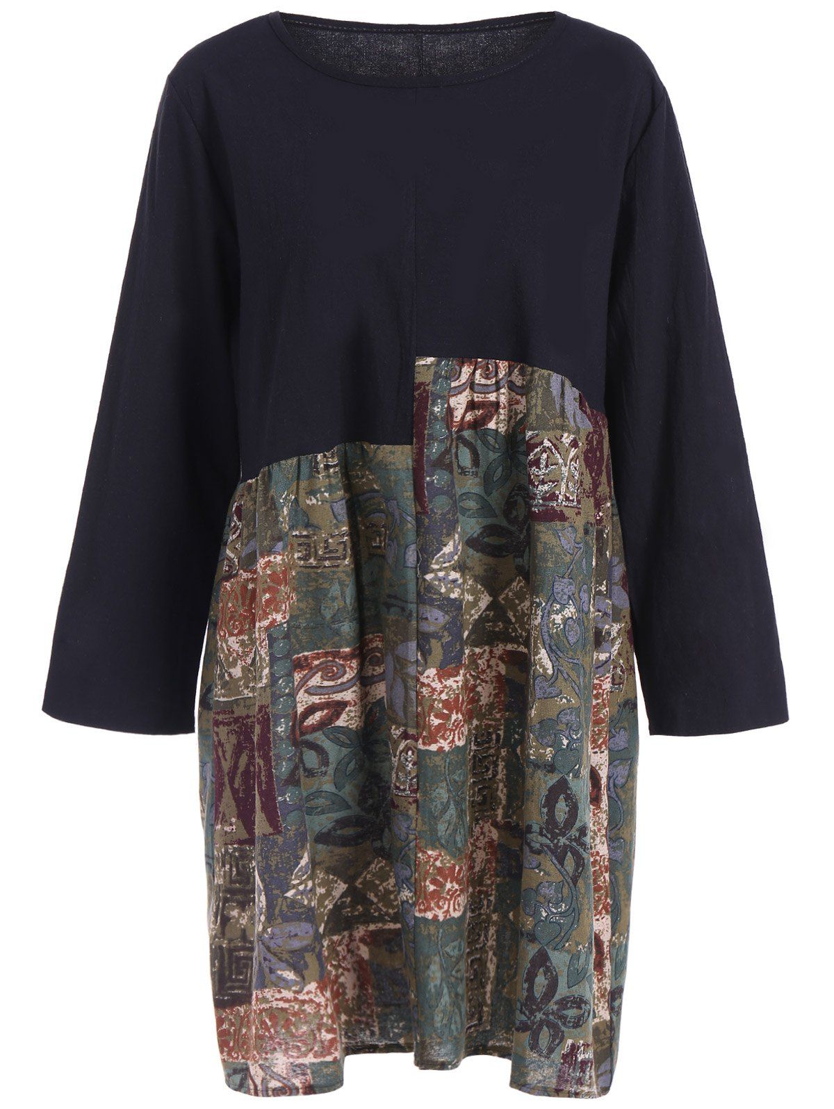 

Retro Printed Trapeze Dress, Deep green