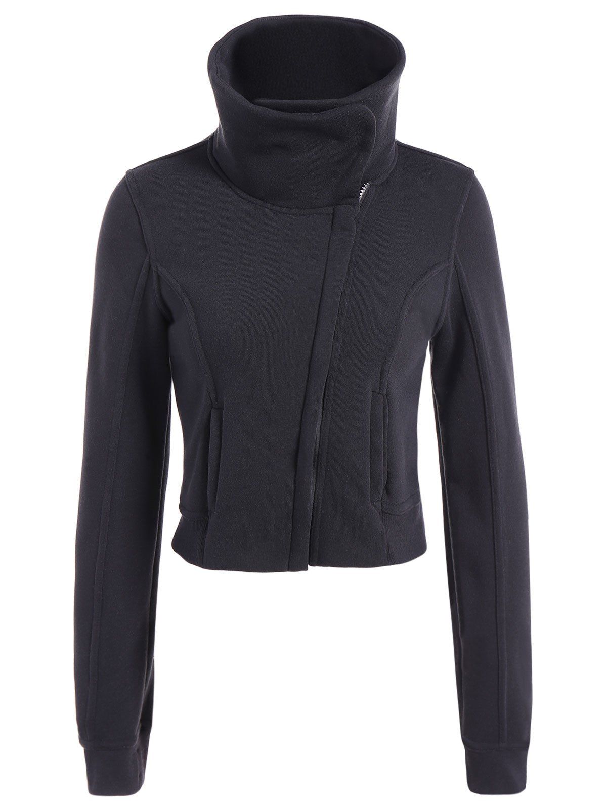 

Inclined Zipped Pockets Sweatshirt, Black