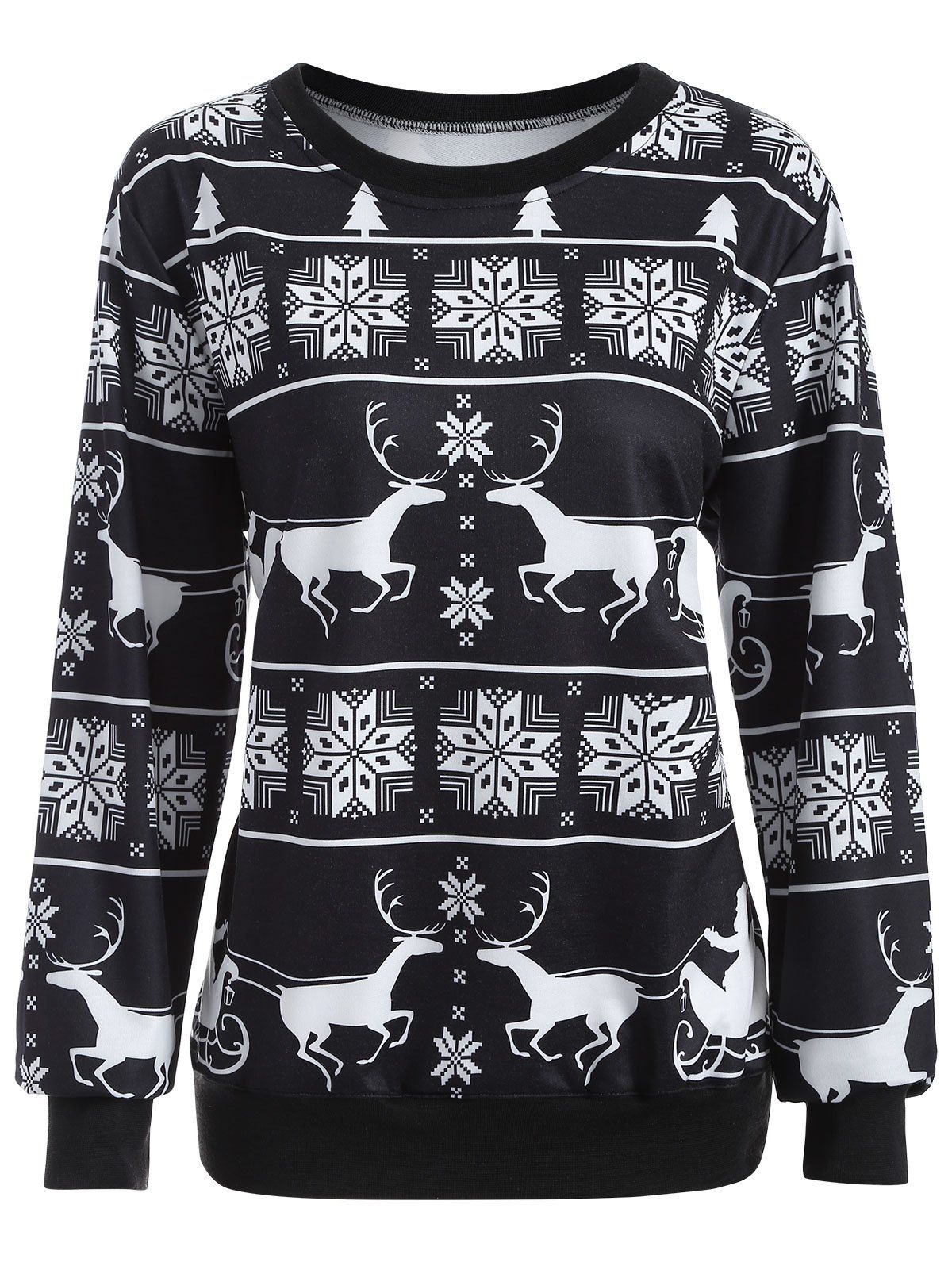 

Printed Crew Neck Sweatshirt, White and black