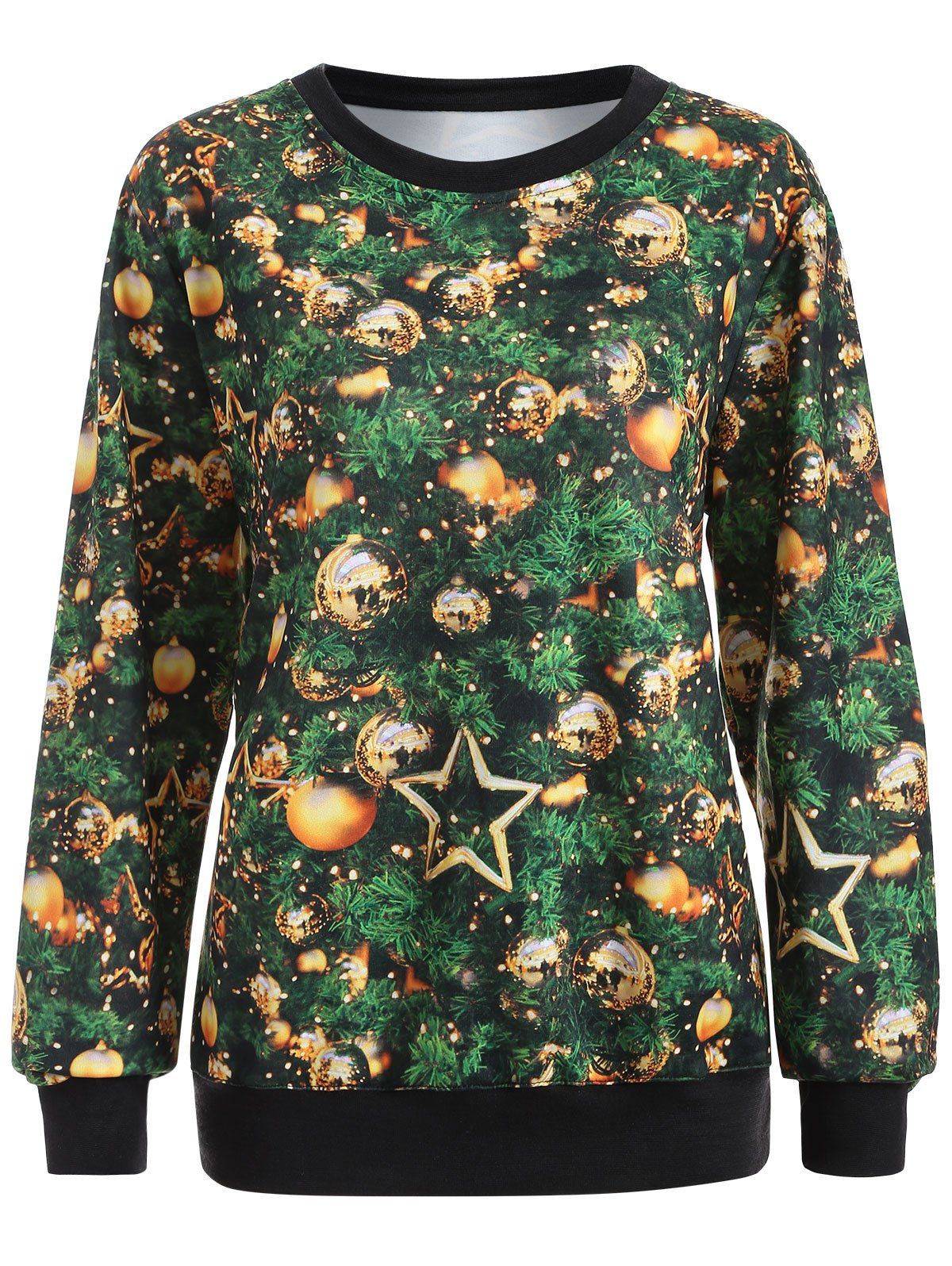 

Printed Christmas Pullover Sweatshirt, Green