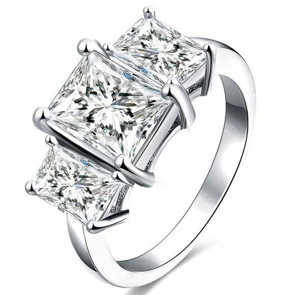 Alliage Vintage géométrique diamant Agrémentée Anneau - Argent 8