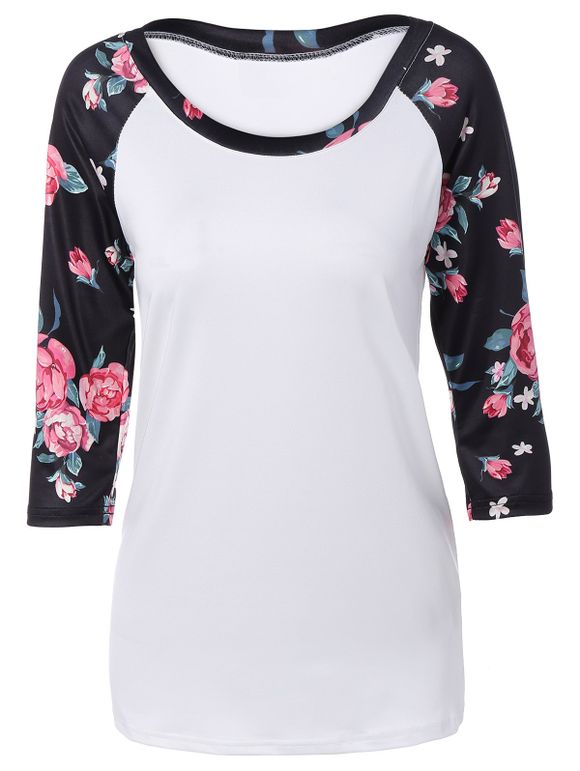 T-shirt manches courtes pour imprimés floraux à l'automne - Blanc S