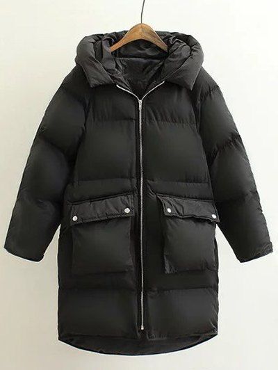 Manteau à capuche avec deux poches vers le bas - Noir S