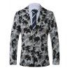 Manteau Camouflage Imprimé avec Simple Boutonnage à Col Revers - Gris 4XL