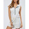 Zip-Up Tied bowknot Romper Hooded - Gris XL