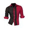 Chemise homme color block avec manches longues - Rouge XL