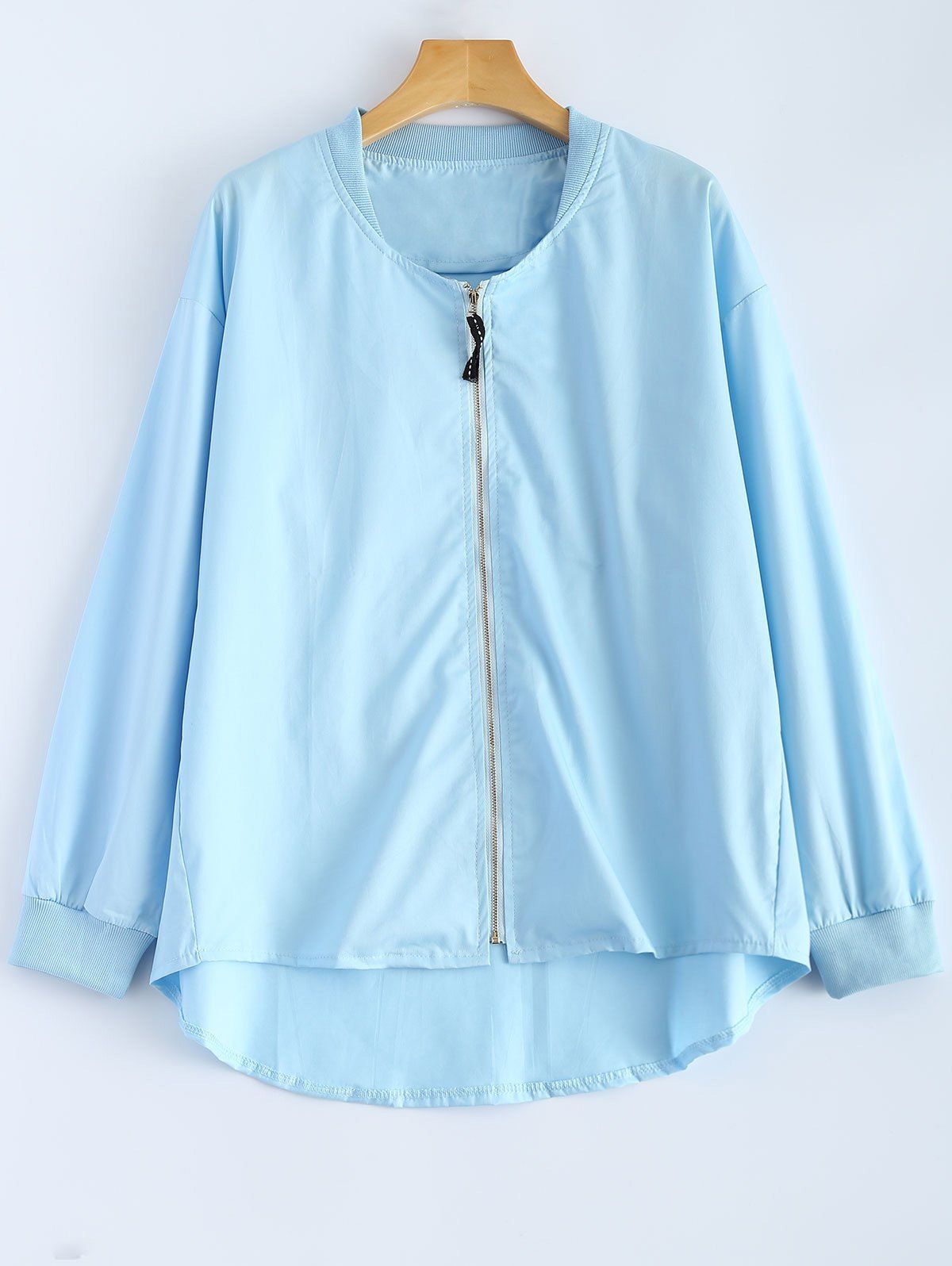 

Zipped High Low Jacket, Light blue