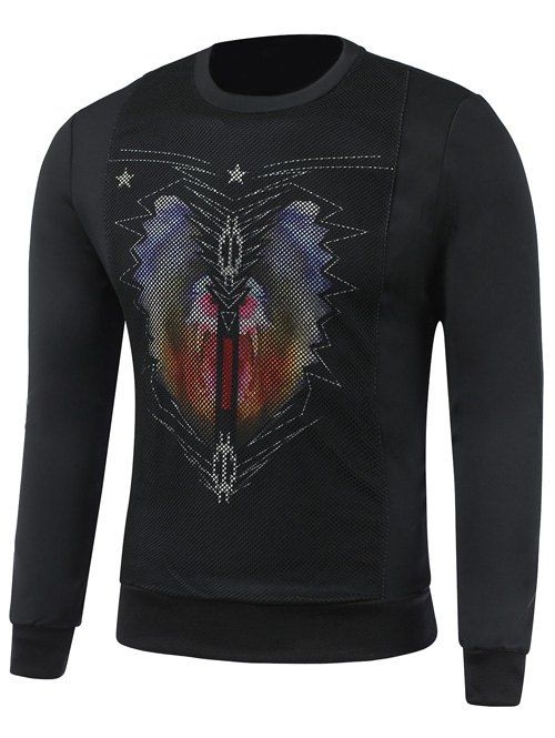 

Graphic Long Sleeve Pullover Crew Neck Sweatshirt, Black