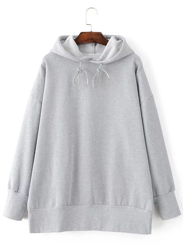 [17% OFF] 2021 Long String Loose Hoodie In GRAY | DressLily