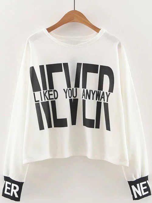 

Loose Letter Short Sweatshirt, White
