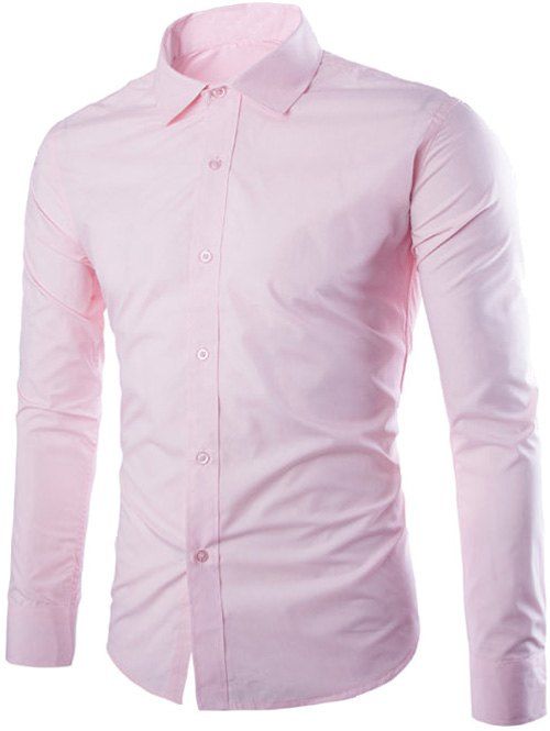 Chemise à manches longues à boutonnage - Rose XL