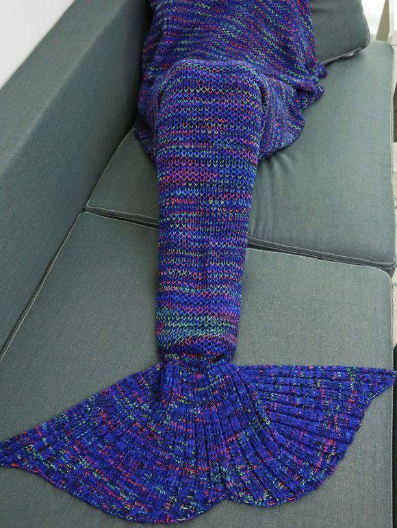 Couverture de laine en couleurs chaudes tricotée en queue de sirène - multicolore W31.50INCH*L70.70INCH