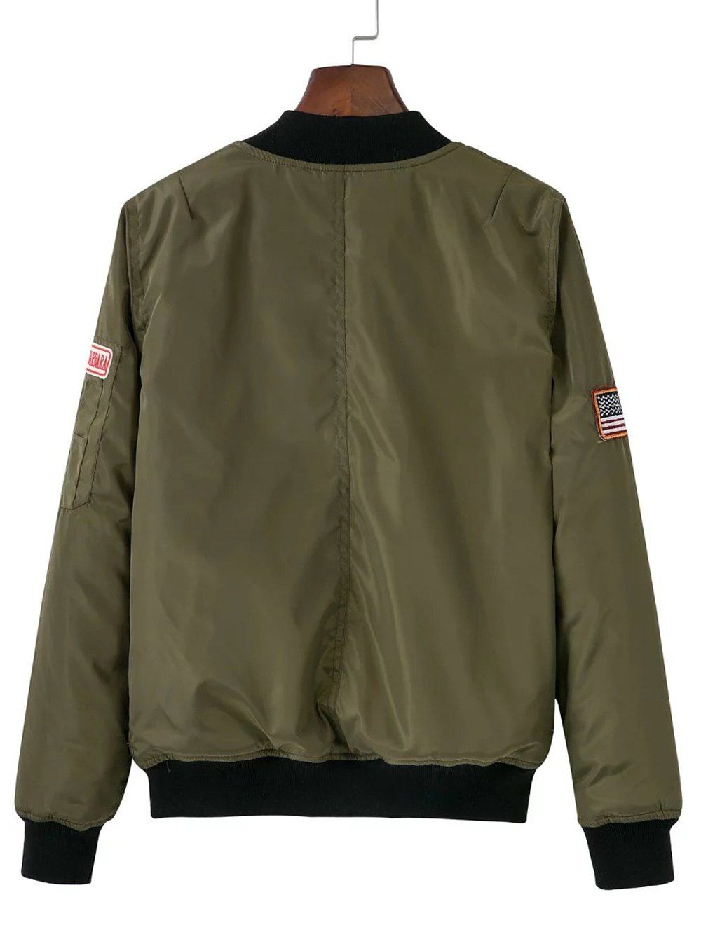 2018 Zip-Up Patched Jacket ARMY GREEN L In Jackets & Coats Online Store ...