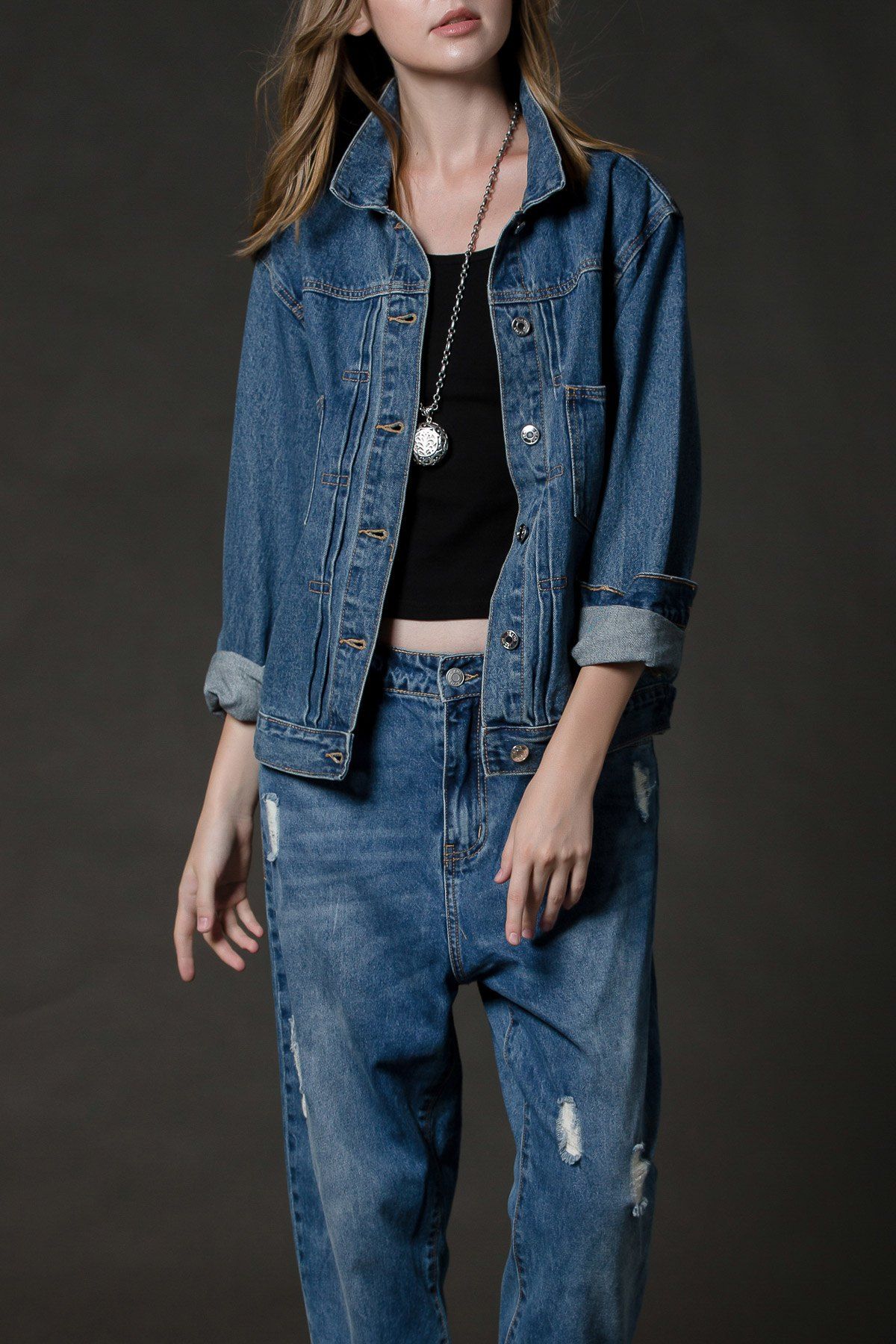 

Denim Boyfriend Jacket, Denim blue
