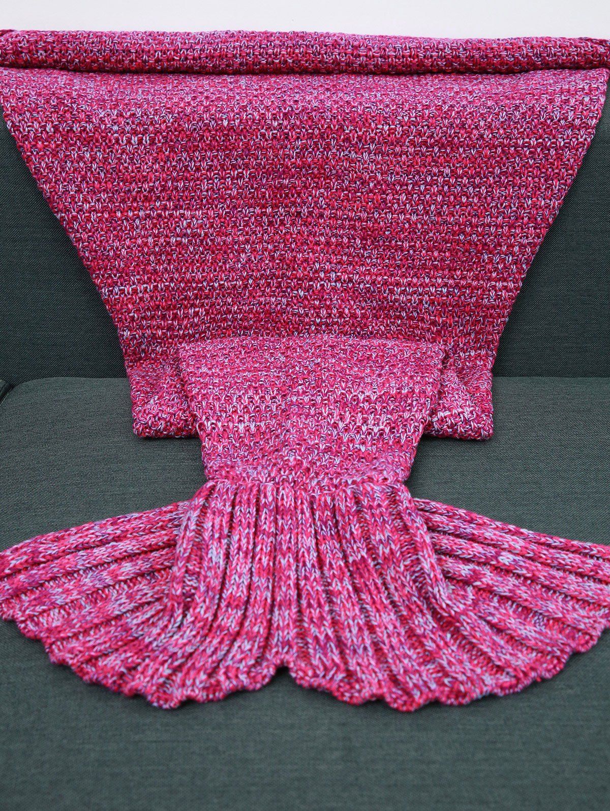 Couverture de crochet canapé en queue de sirène - Rouge Rose 