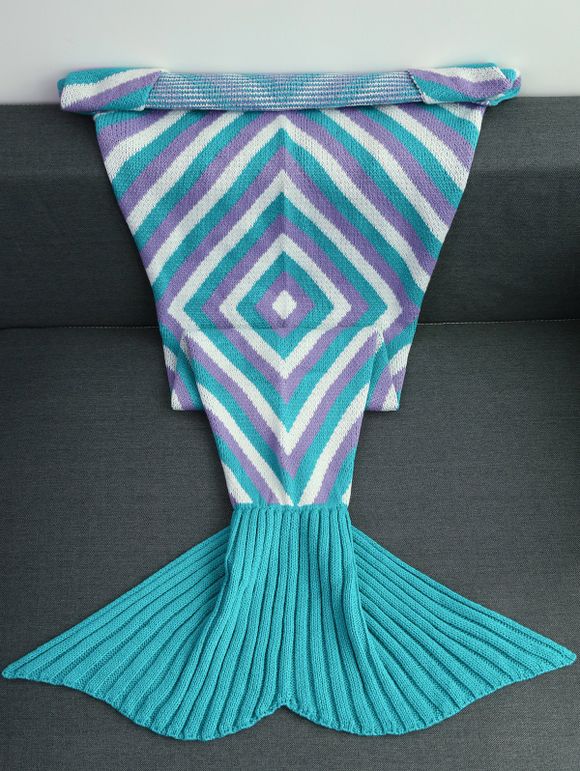 Couverture Tricotée en queue de sirène à motifs géométriques - multicolore 