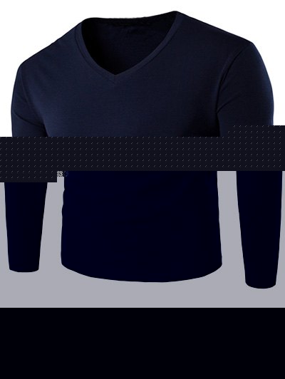 

Slim Fit V Neck Long Sleeve T-Shirt, Cadetblue