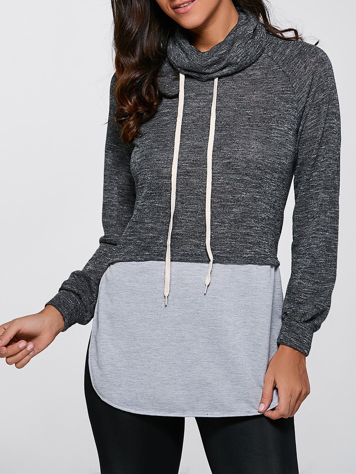 

Casual Turtleneck Slit Pullover Sweatshirt, Gray