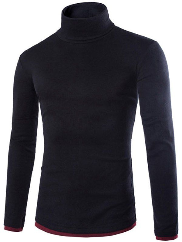 

Faux Twinset Design Long Sleeve High Neck Knitwear, Black