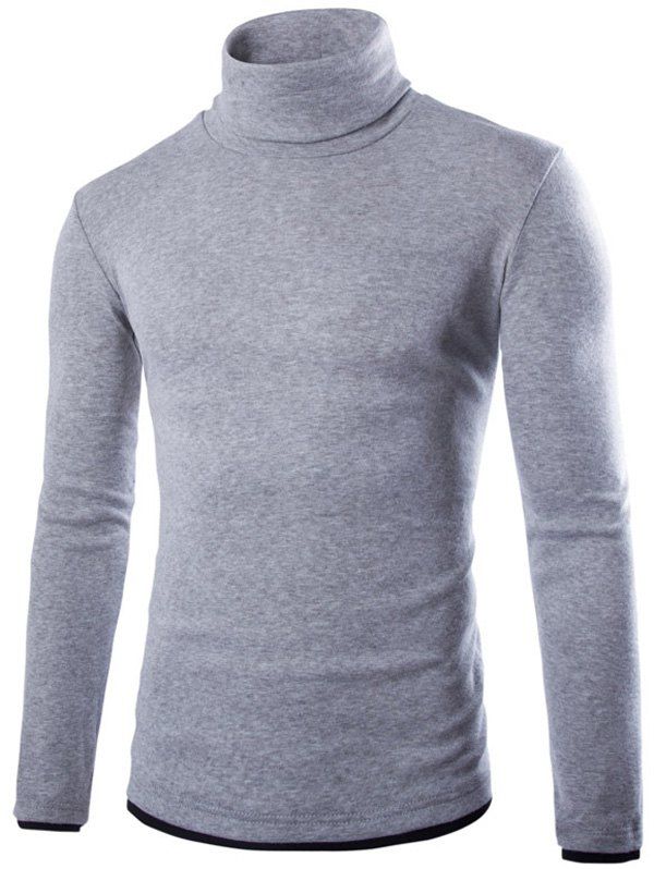 

Faux Twinset Design Long Sleeve High Neck Knitwear, Light gray