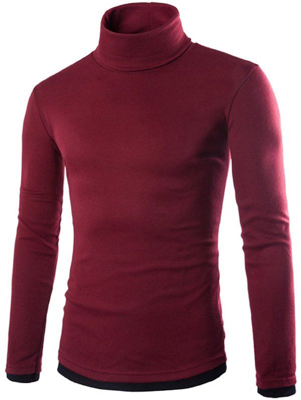 

Faux Twinset Design Long Sleeve High Neck Knitwear, Wine red