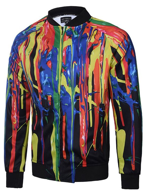 Veste manche Raglan  colorée peinture coulante Impression à Zip - multicolore L