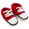 Lace-Up Canvas Shape Knit Baby Booties - RED 