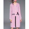 Oiseau Lettre Jacquard Retour Slit Manteau en laine - Rose ONE SIZE
