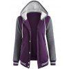 Veste de Baseball à Capuche en Laine Manches Contrastantes - Pourpre M