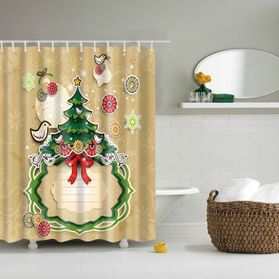 Merry Christmas Printed Waterproof Mouldproof Shower Curtain