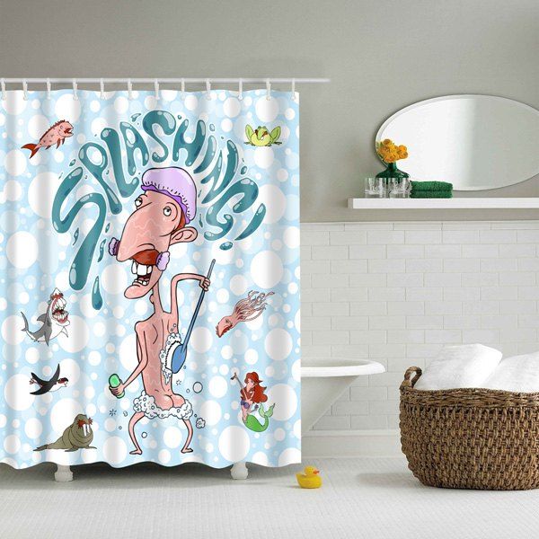 

Waterproof Cartoon Man Animal Printed Polyester Shower Curtain, Colormix