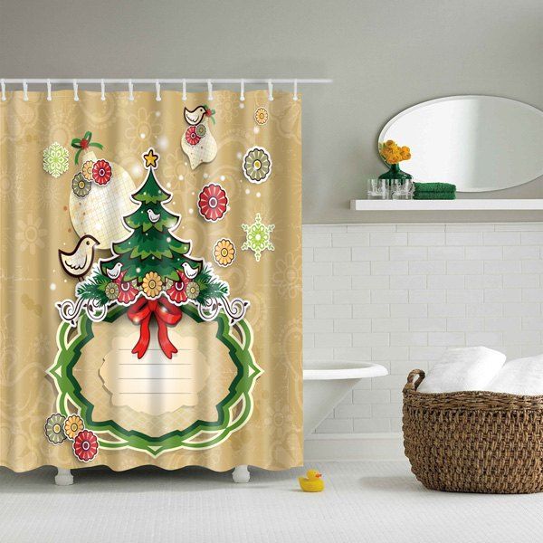 Merry Christmas Printed Waterproof Mouldproof Shower Curtain - COLORFUL M