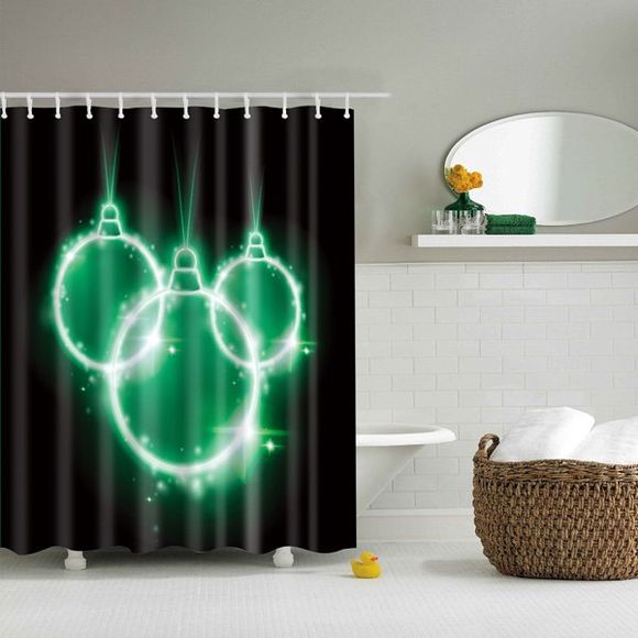 Polyester imperméable rideau de douche Salle de bain Décor - Noir et Vert S
