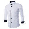 Minceur Color Block Bouton Shirt Design manches longues - Blanc 3XL