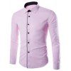 Minceur Color Block Bouton Shirt Design manches longues - Rose 3XL