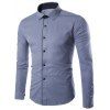 Minceur Color Block Bouton Shirt Design manches longues - Gris XL