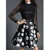 Polka Dot ajouré Spliced ​​Dress - Noir XL