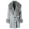 Belted Faux Lamb Wool Coat - LIGHT BLUE ONE SIZE