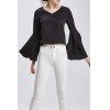 Flare manches col V Blouse - Noir S
