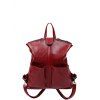 Fermeture magnétique cuir PU Double Pocket Backpack - Rouge vineux 