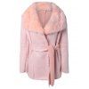 Manteau en laine d'agneau enroulé avec fourrure en fourrure - Rose ONE SIZE
