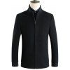 Zip Up Stand Collar Side Pocket Texture Jacket - Noir L