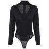 Col en V à manches longues en dentelle Up Bodysuit - Noir M