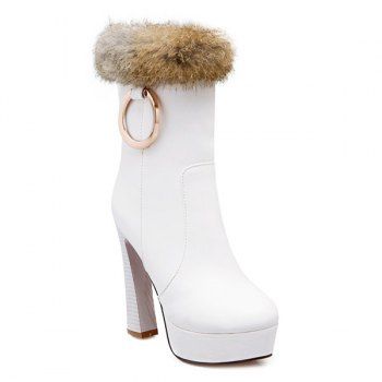 white chunky heel boot