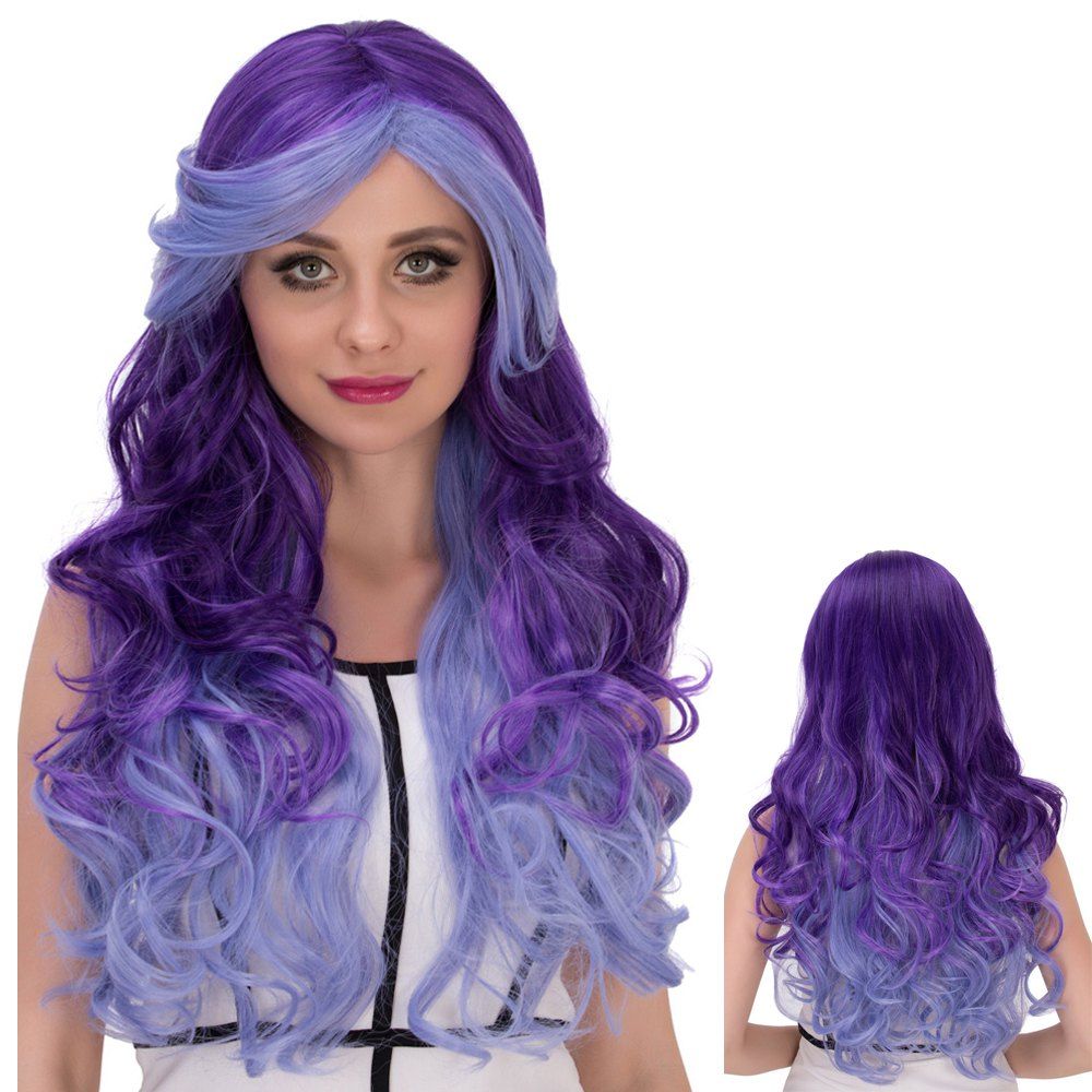 

Multicolor Cosplay Synthetic Long Side Bang Wavy Wig, Colormix