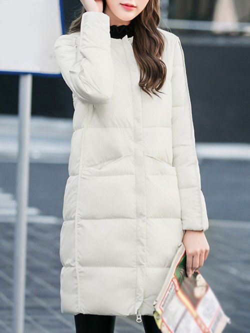 Fitting Zip-Up Padded Coat - OFF WHITE XL