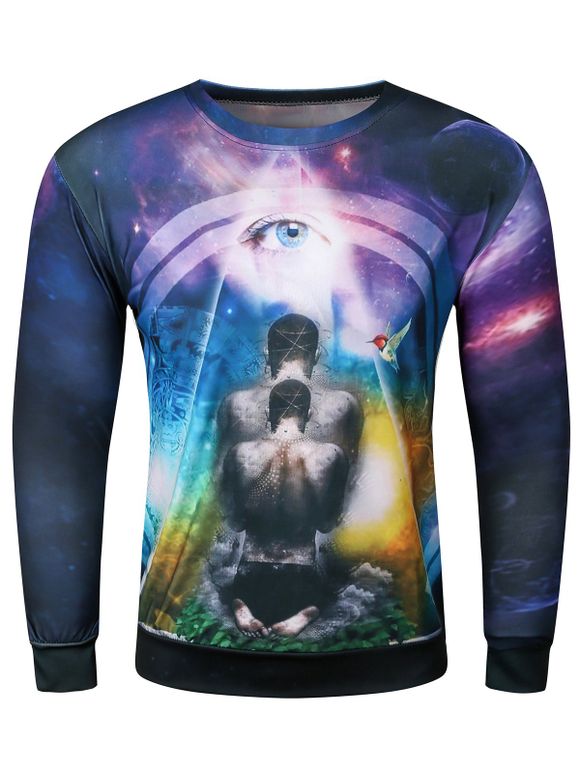 Sweat-shirt 3D Ciel Etoilé œil de Démon Imprimé à Manches Longues - multicolore S